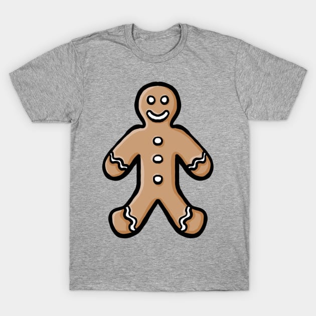 Simple cute cartoon gingerbread man autumn winter digital design illustration T-Shirt by AlmightyClaire